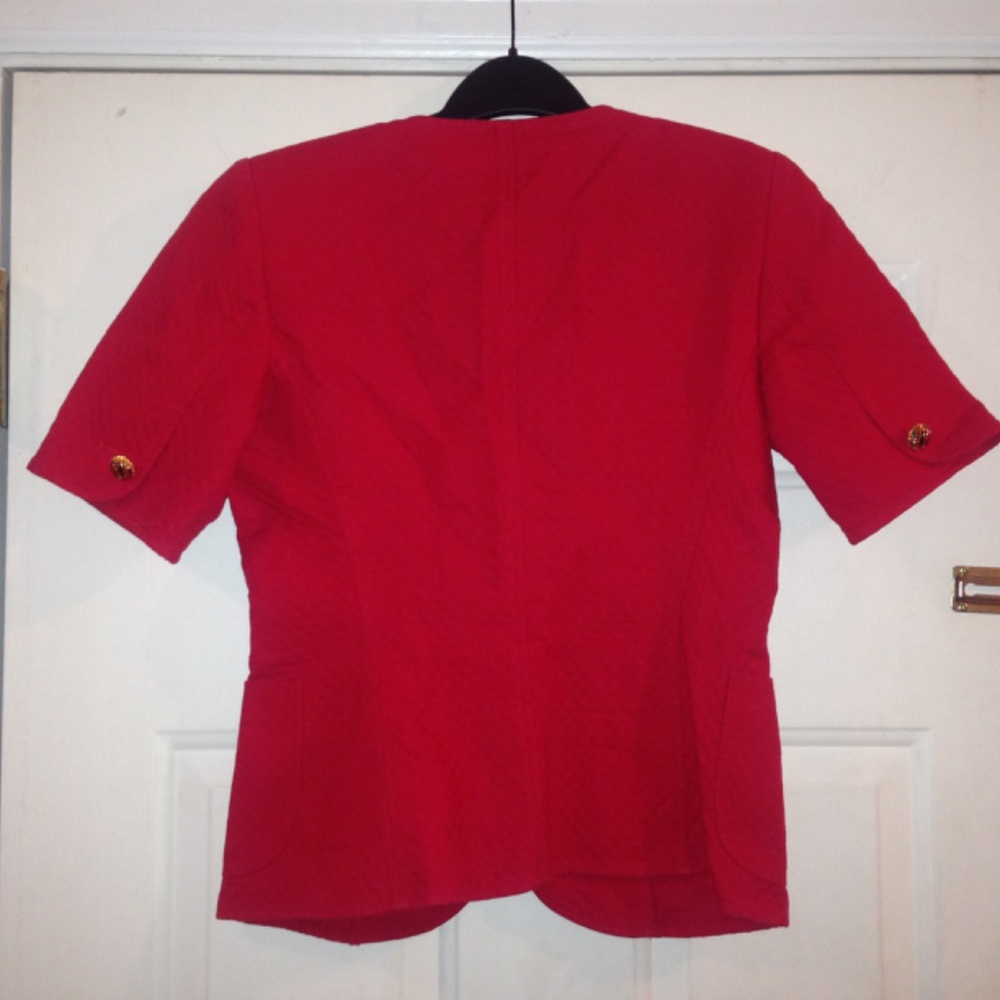 VINTAGE 80s 90s Ungaro Red Short Sleeve Suit Jacket - Picture 6 of 8